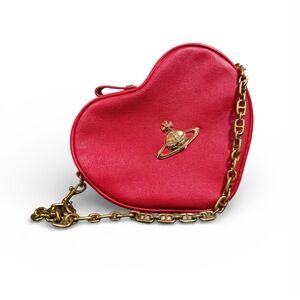 Vivienne Westwood Red Heart Crossbody Bag Gold Orb Chain